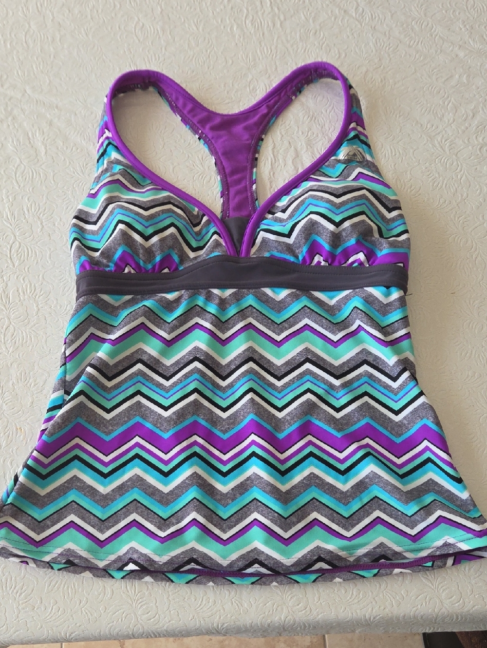 Zero Posur Purple & Gray Racerback Tankini Top